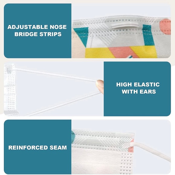 Adult Face Masks—3-Layers, Breathable Colorful Abstract Patterns (Set of 25) - Picture 8 of 9